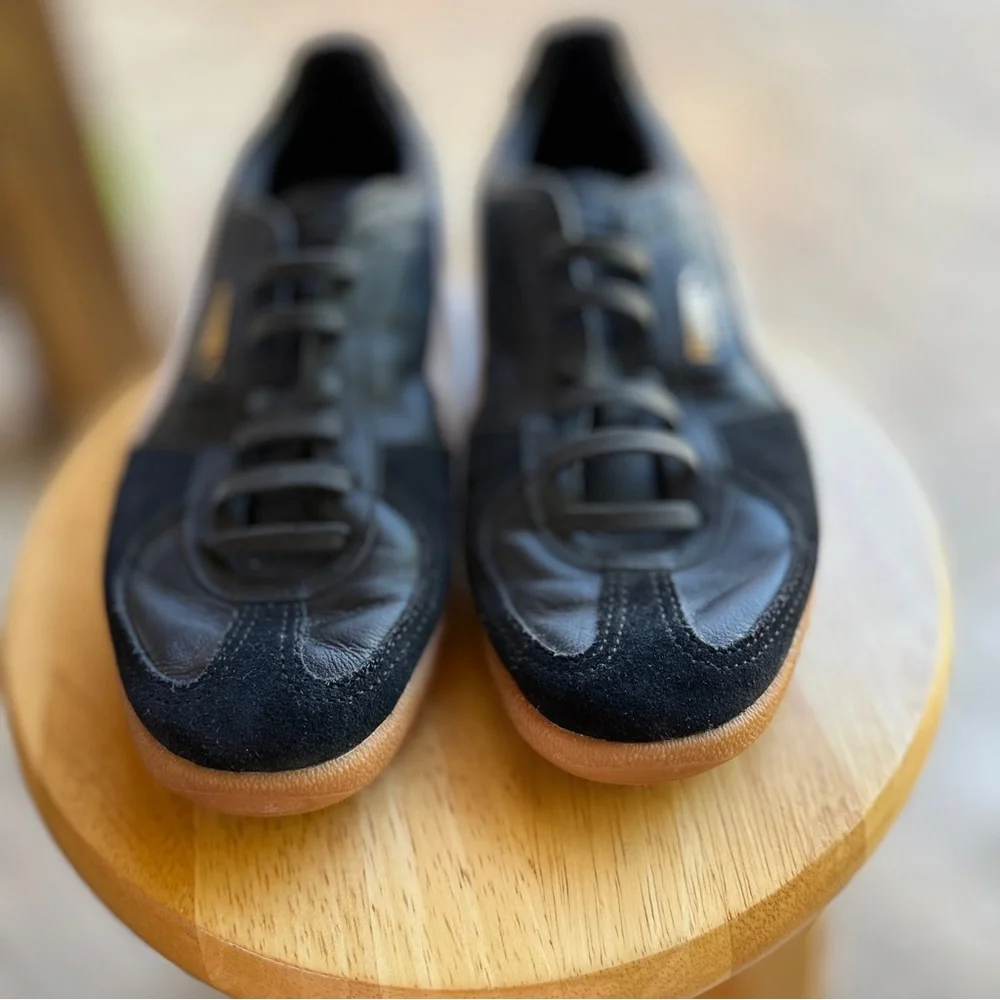 Puma Palermo Black &‎ White Leather Sneakers with Gum Sole